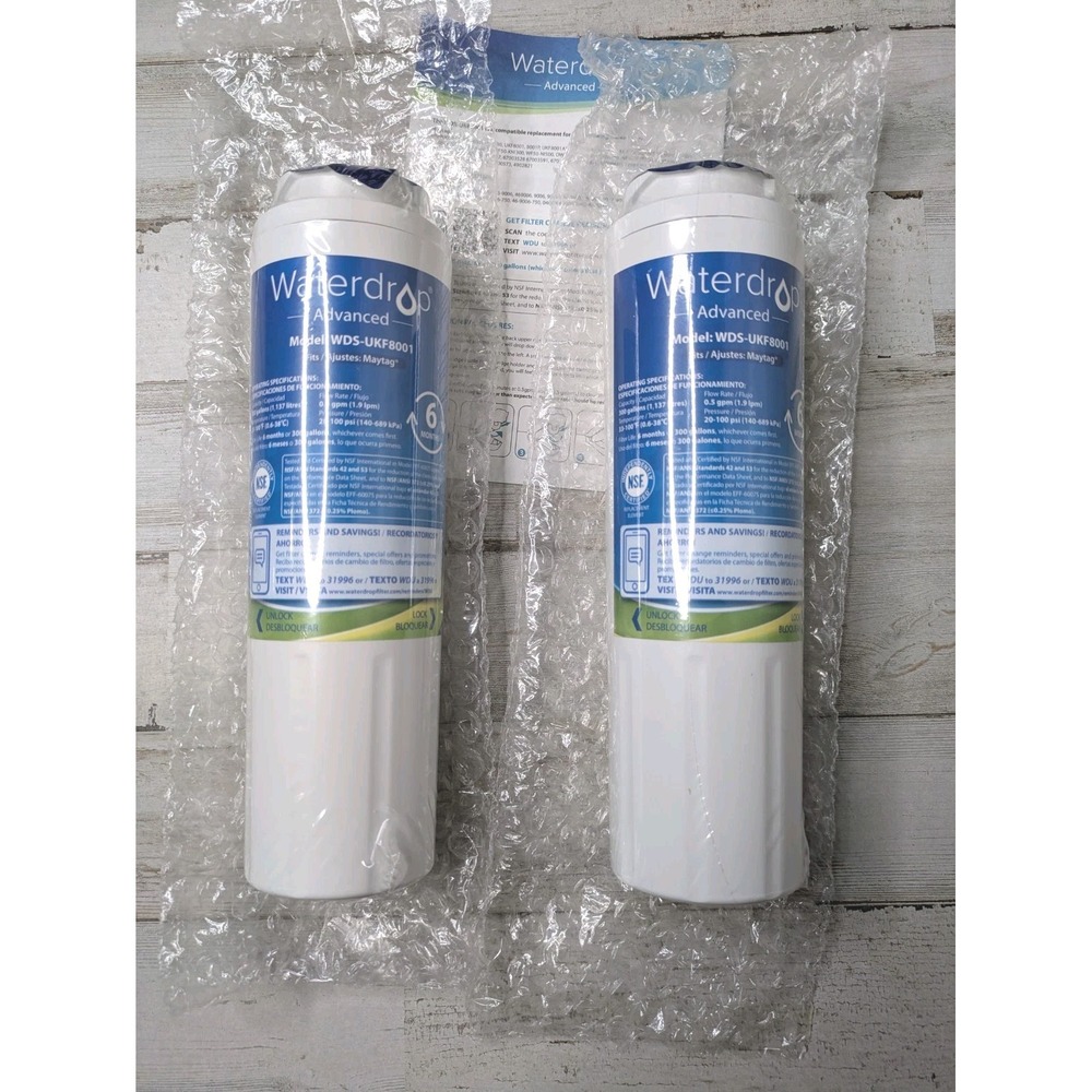 (2) Waterdrop Replacement Water Filter UKF8001 for Maytag ‎ Refrigerator